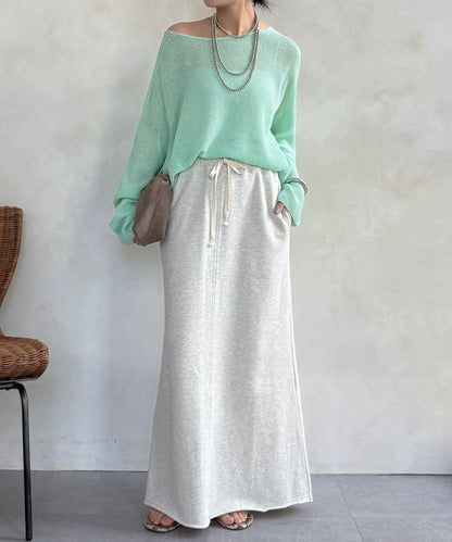 毛圈面料 長款半身裙