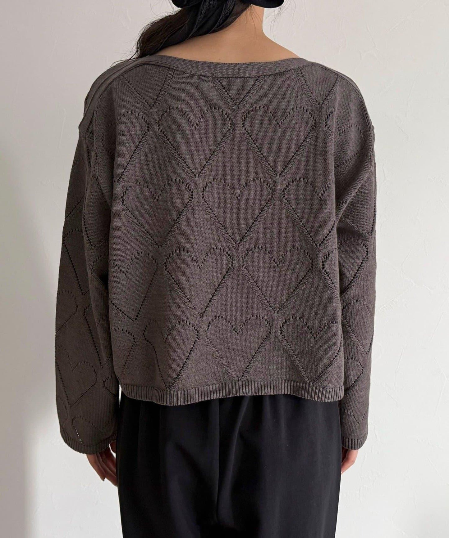 LINEN混紡愛心鏤空針織衫