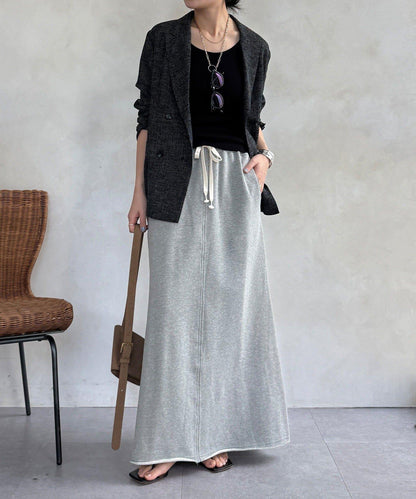 毛圈面料 長款半身裙
