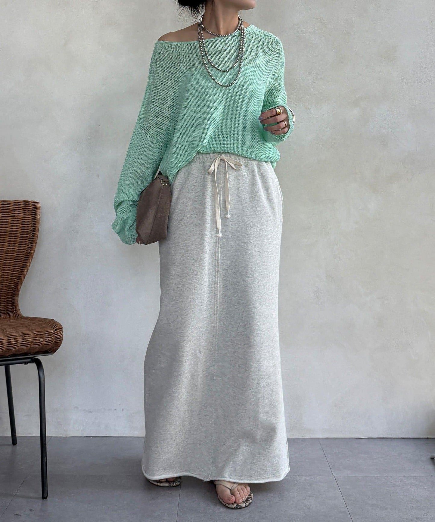 毛圈面料 長款半身裙