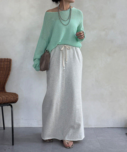 毛圈面料 長款半身裙