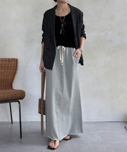 毛圈面料 長款半身裙
