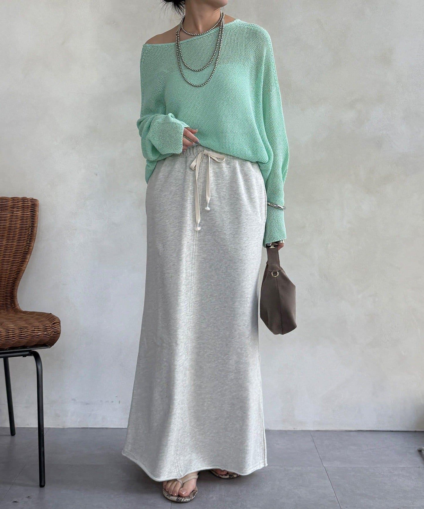 毛圈面料 長款半身裙