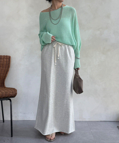 毛圈面料 長款半身裙