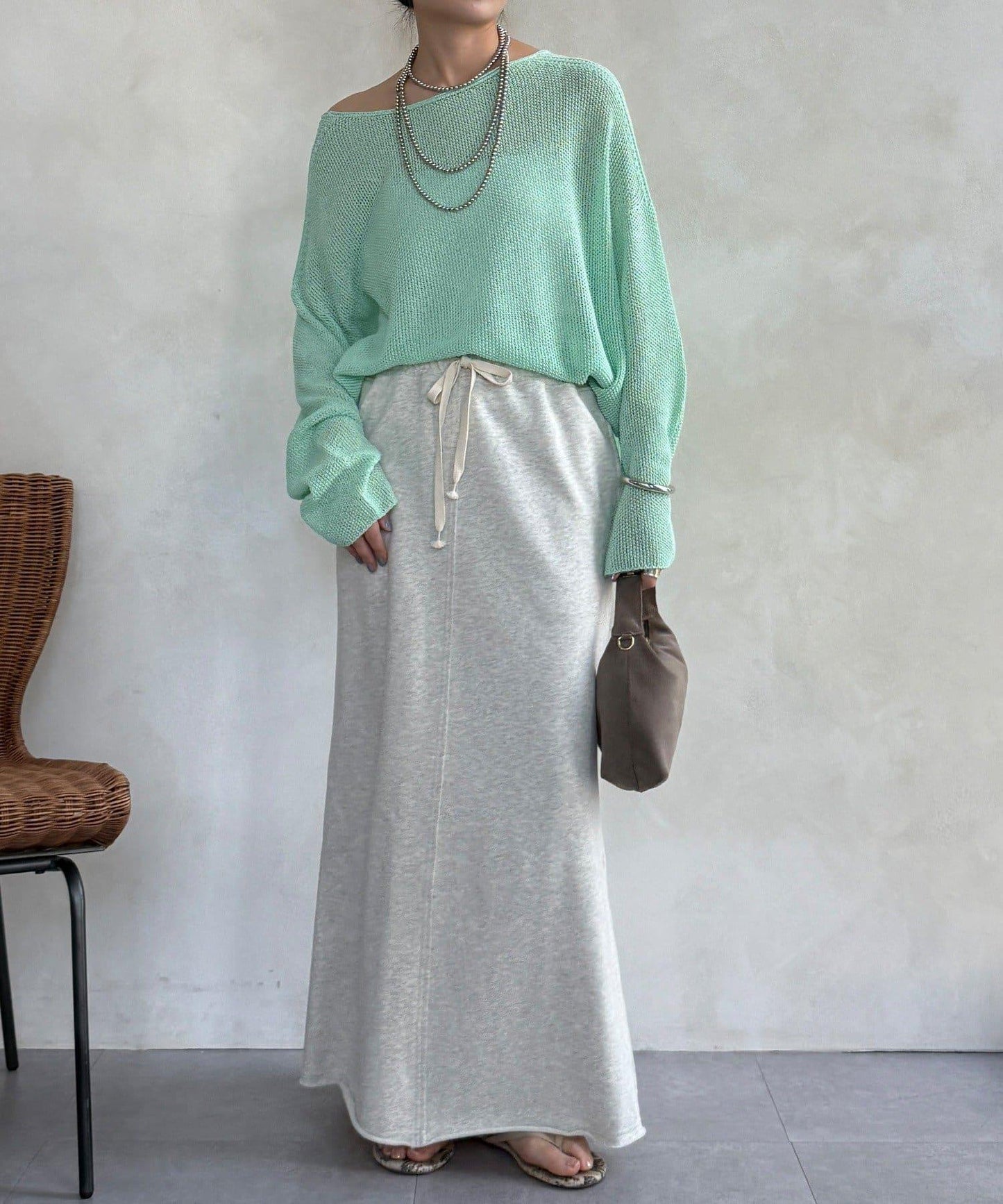 毛圈面料 長款半身裙