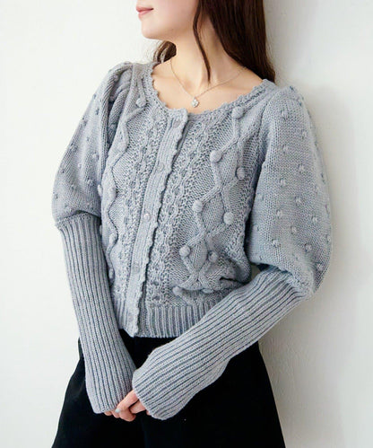 毛球裝飾 針織開衫