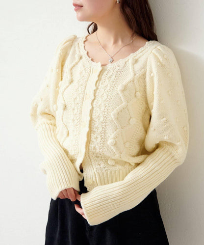 毛球裝飾 針織開衫