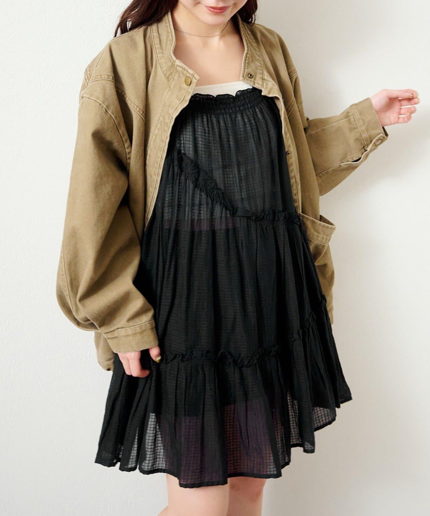 印度棉層疊設計中長上衣