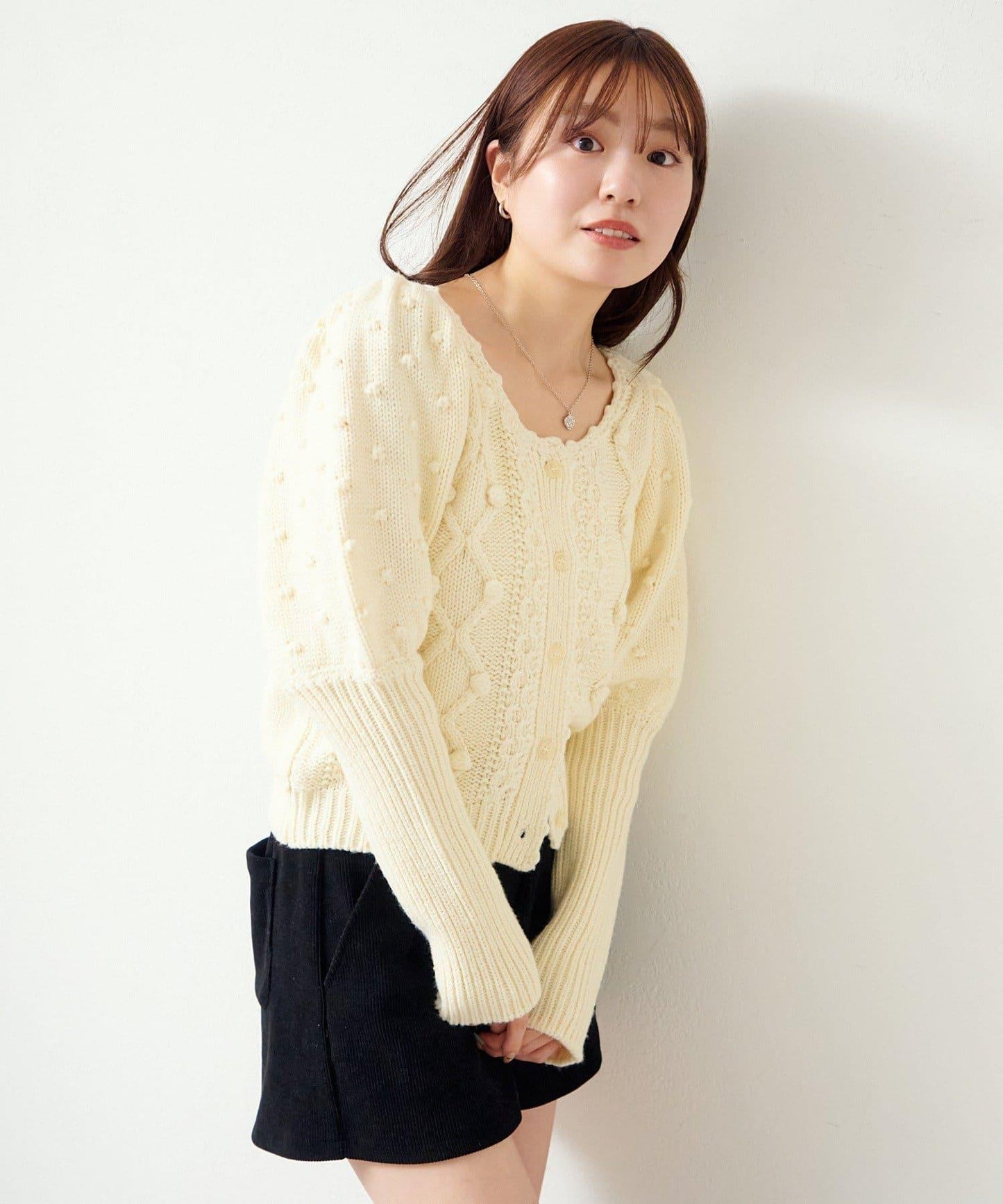 毛球裝飾 針織開衫