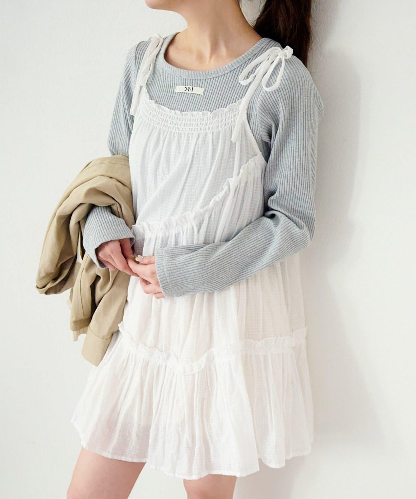 印度棉層疊設計中長上衣