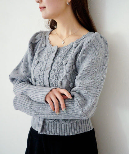 毛球裝飾 針織開衫