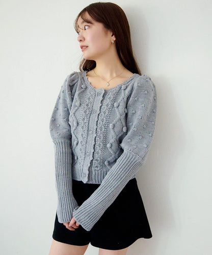 毛球裝飾 針織開衫
