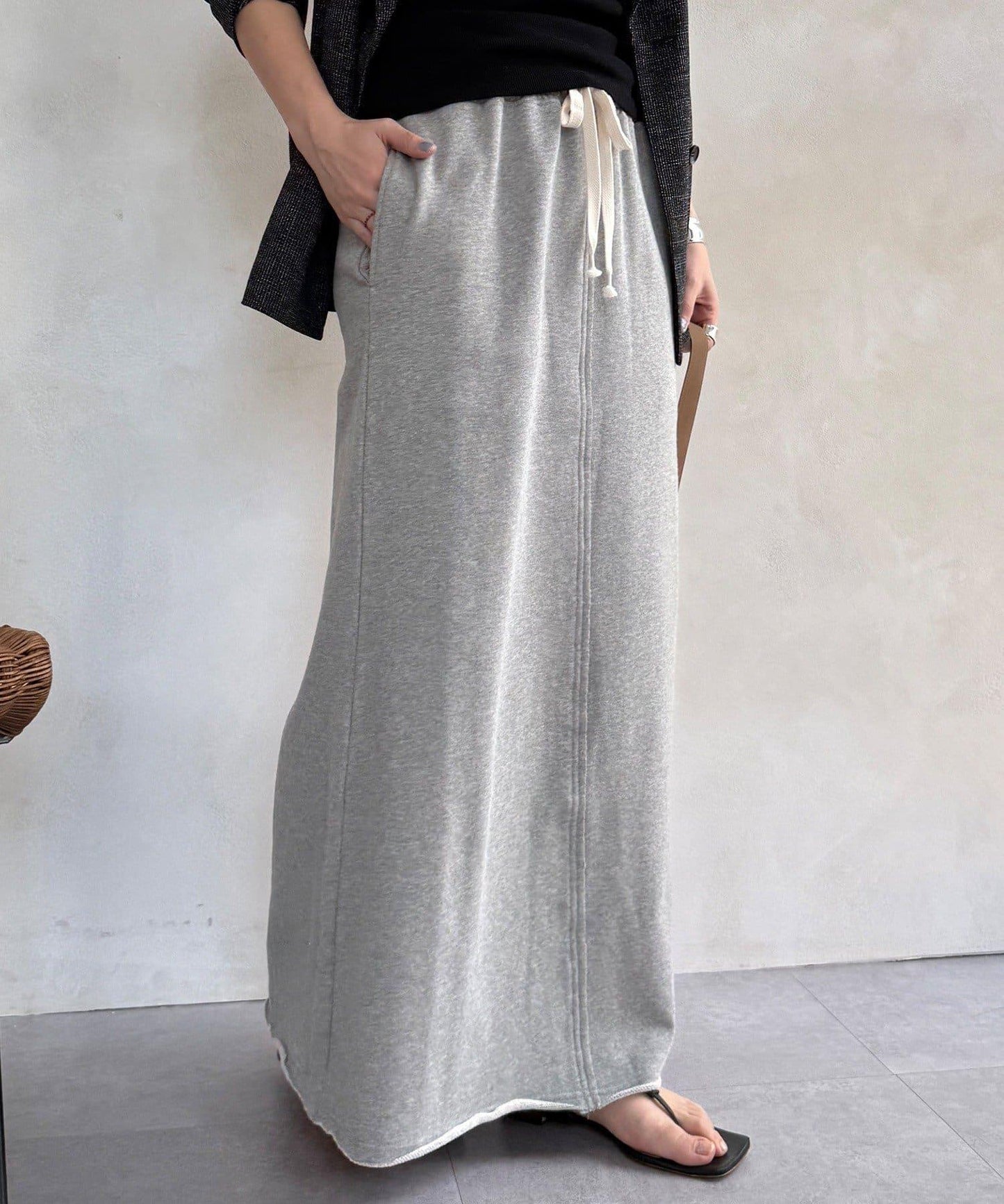 毛圈面料 長款半身裙