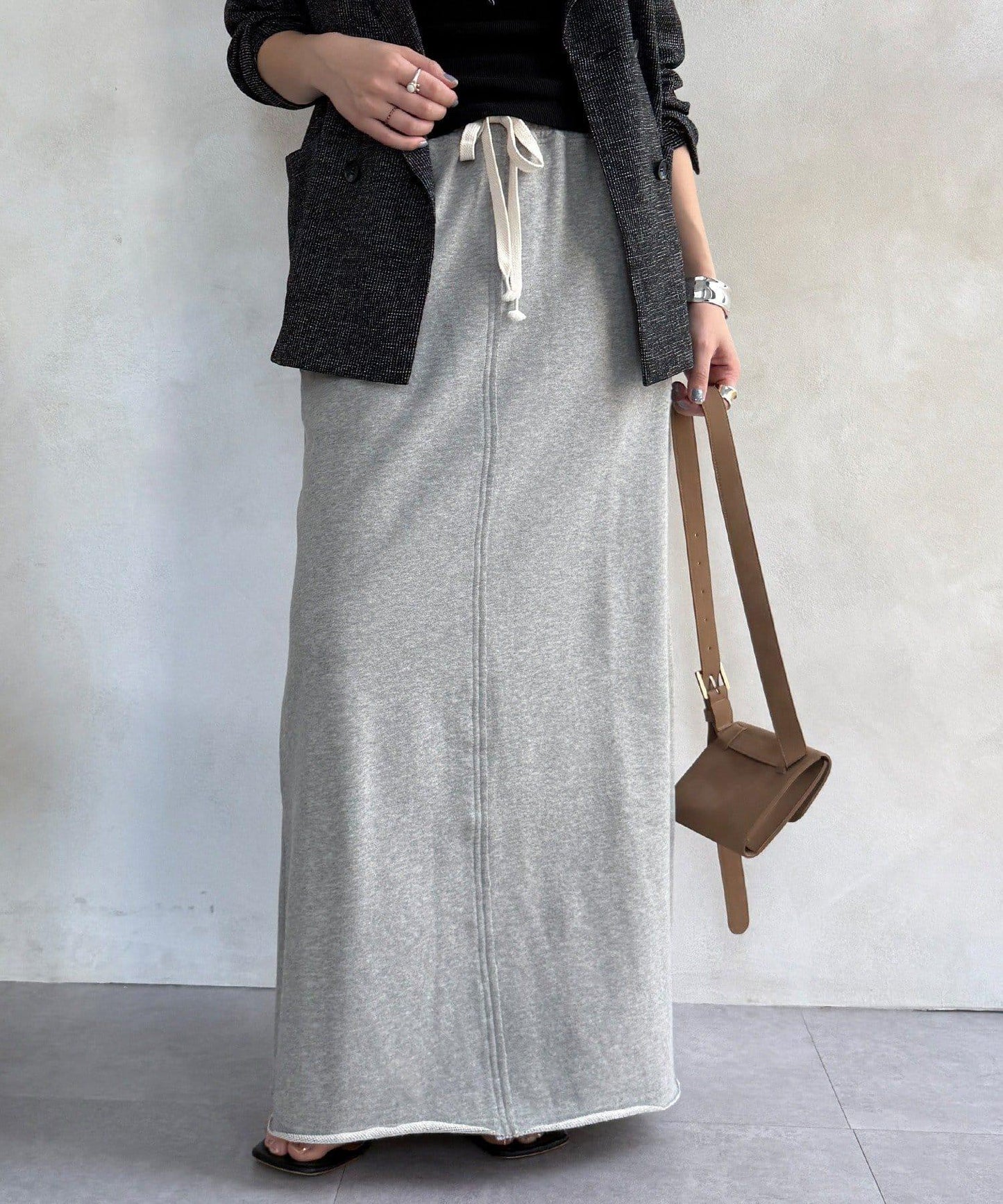 毛圈面料 長款半身裙