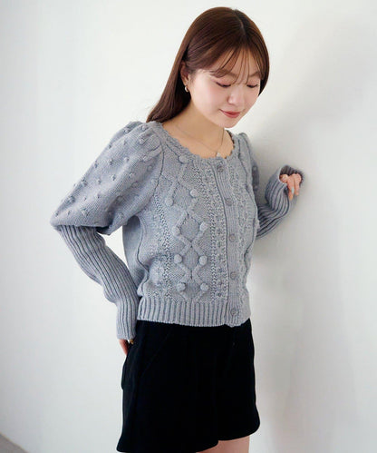 毛球裝飾 針織開衫