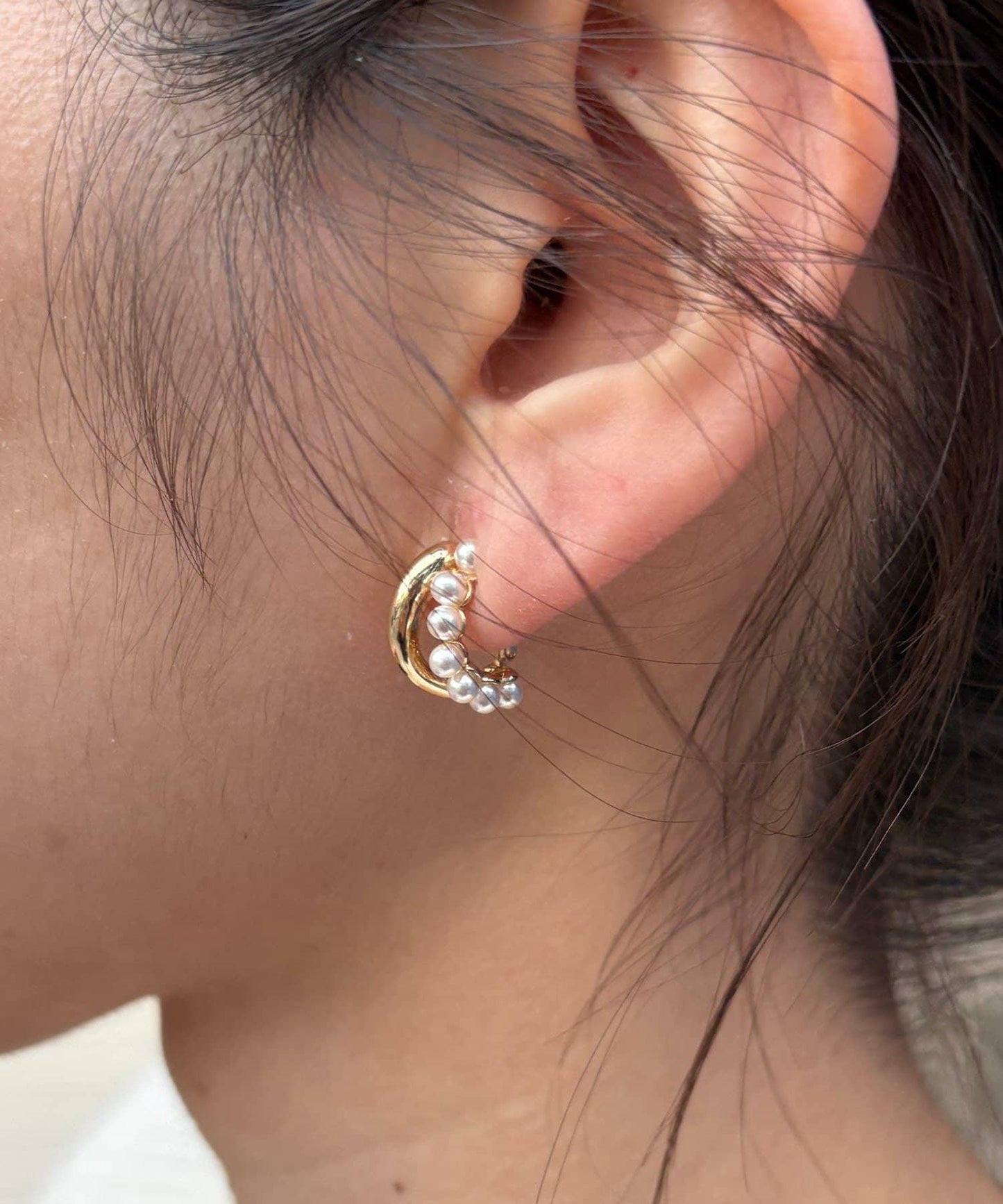 GOLDY/ゴールディ 雙層珍珠組合耳夾