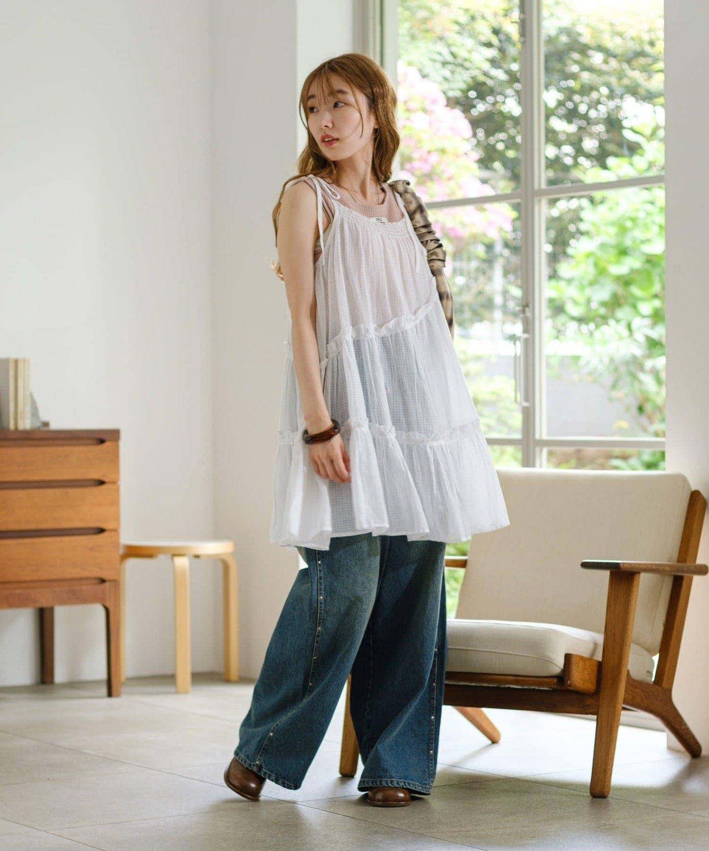 印度棉層疊設計中長上衣