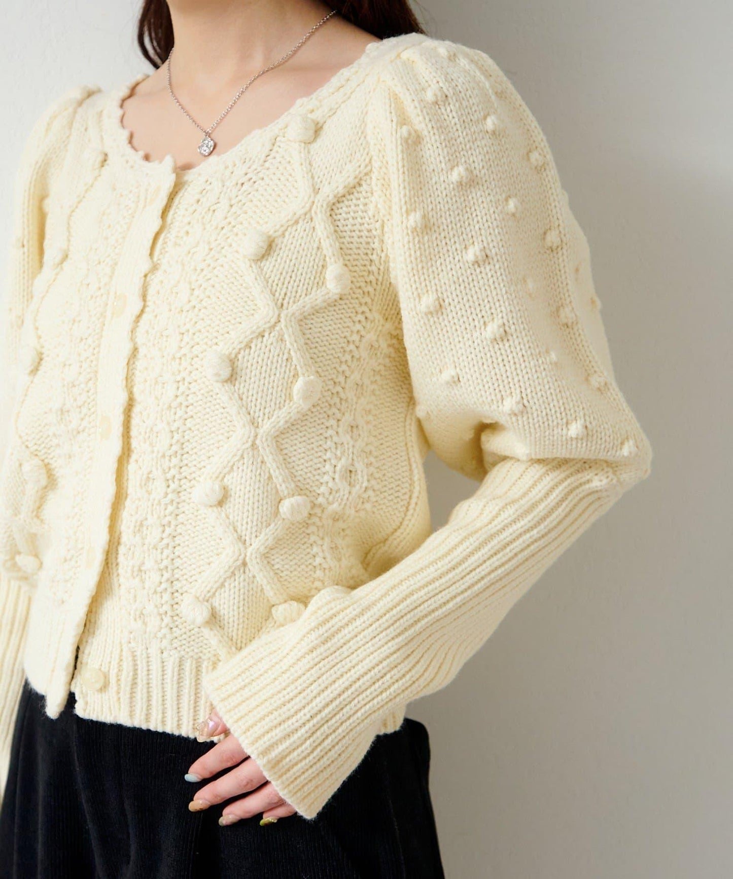 毛球裝飾 針織開衫