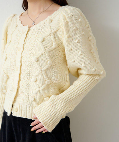 毛球裝飾 針織開衫
