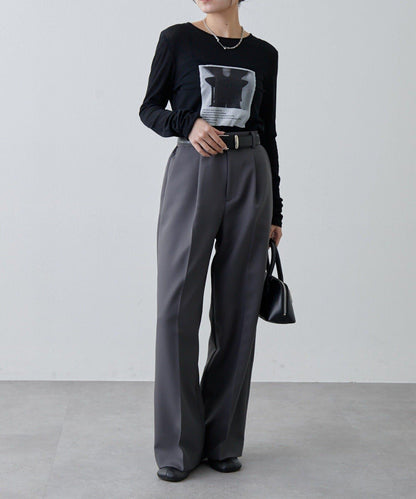 透紗照片圖案長袖T恤