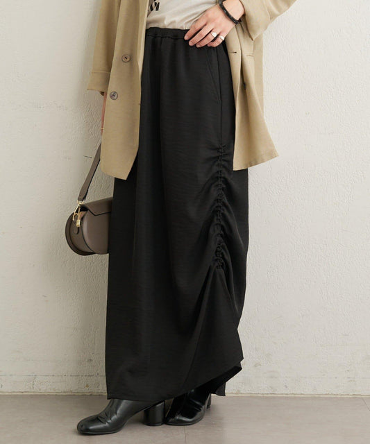 側抽褶設計 半身裙