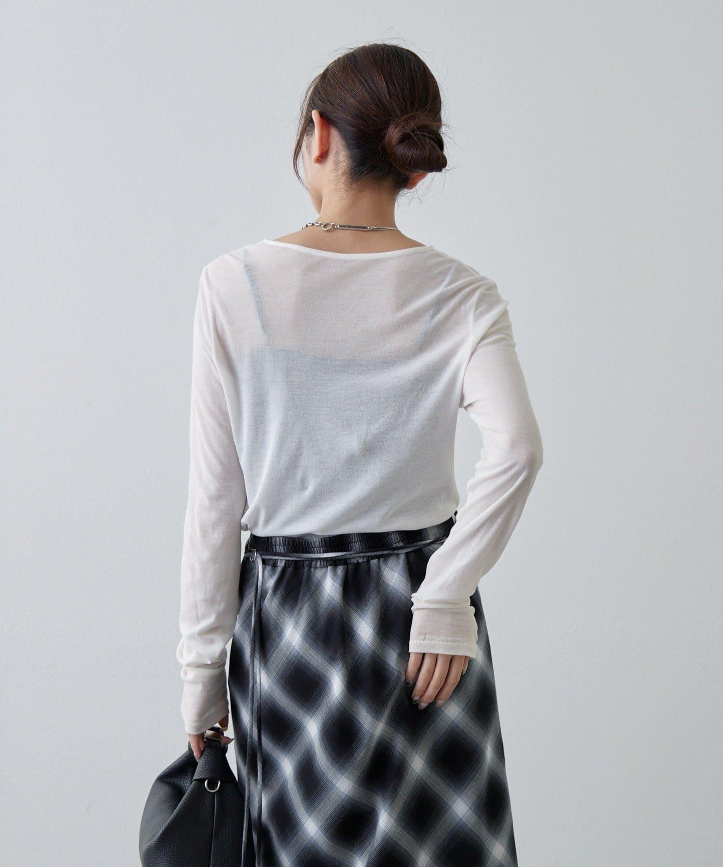 透紗照片圖案長袖T恤