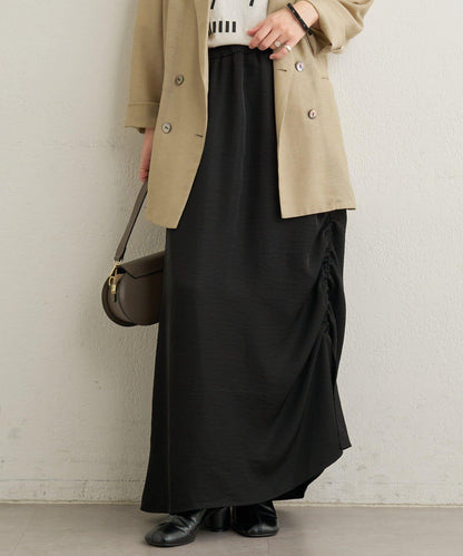 側抽褶設計 半身裙