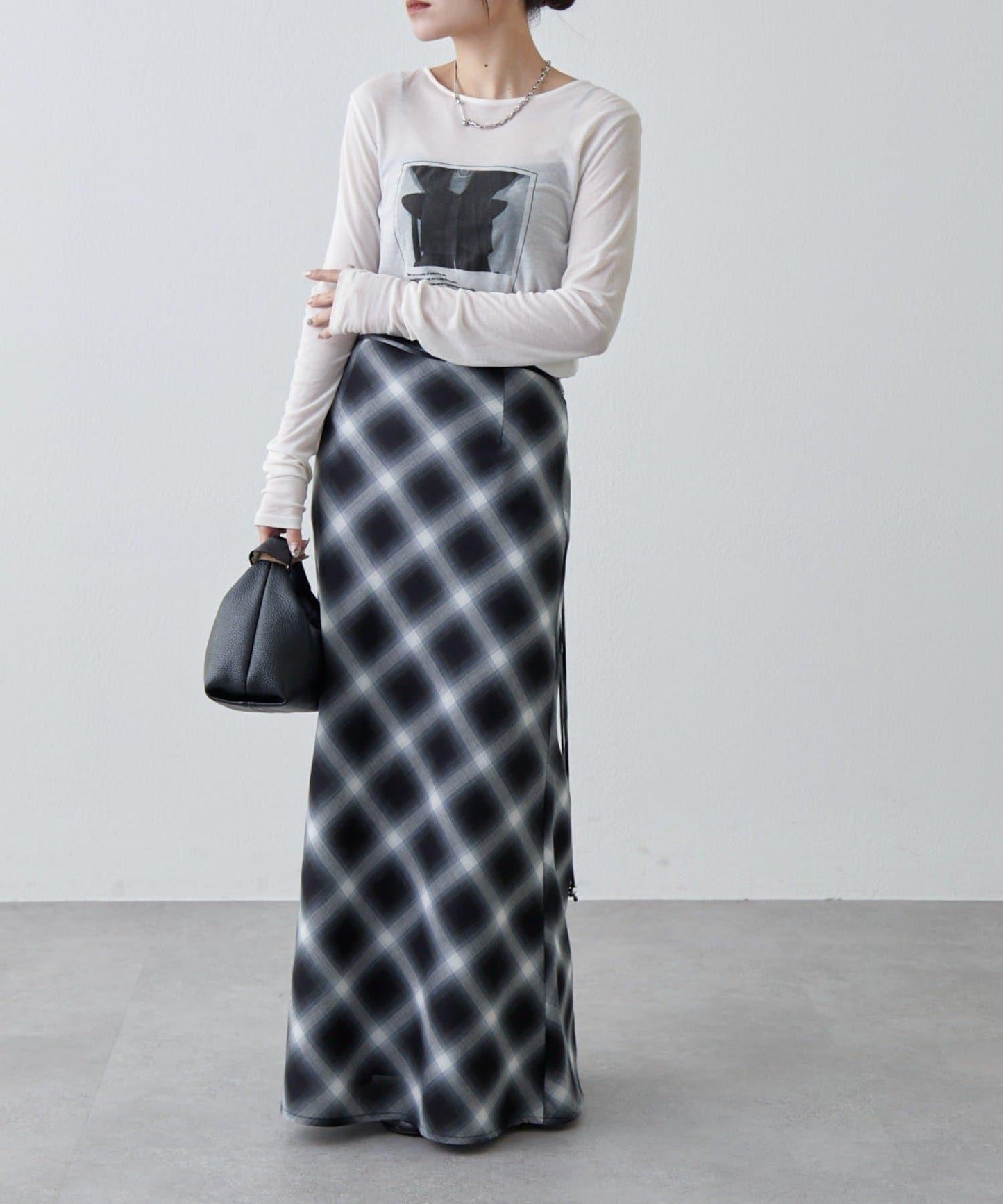 透紗照片圖案長袖T恤