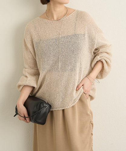 和紙混紡 蓬袖 針織衫