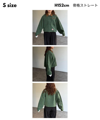 配色領 工裝夾克