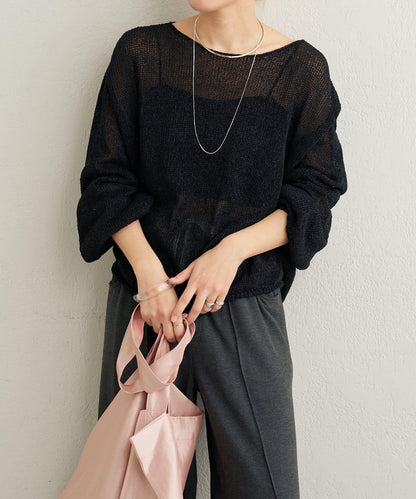 和紙混紡 蓬袖 針織衫