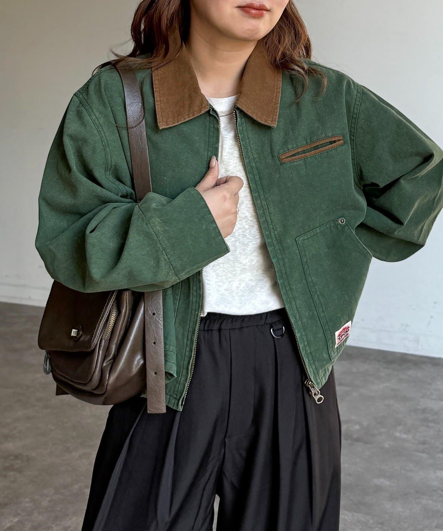 配色領 工裝夾克