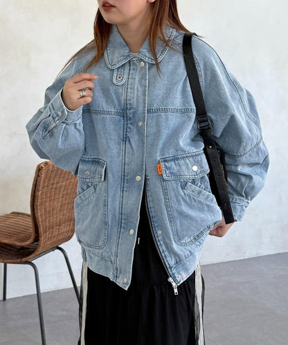 插肩袖寬鬆牛仔外套