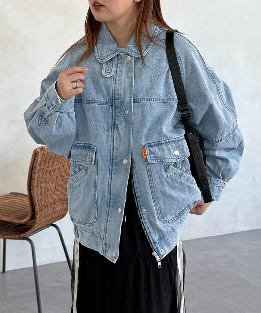 插肩袖寬鬆牛仔外套