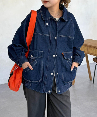 插肩袖寬鬆牛仔外套