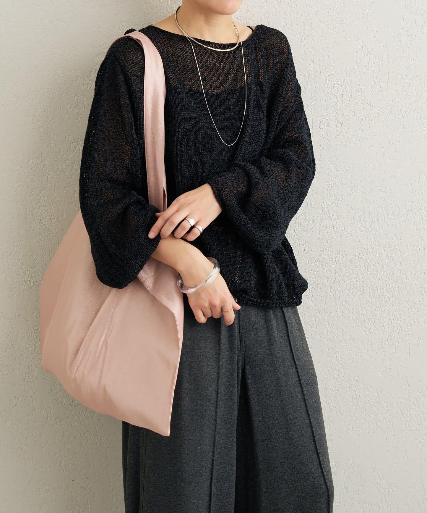 和紙混紡 蓬袖 針織衫