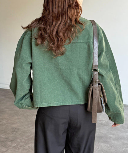 配色領 工裝夾克