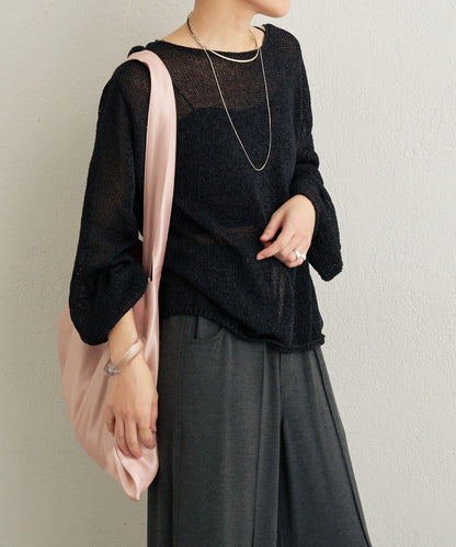 和紙混紡 蓬袖 針織衫