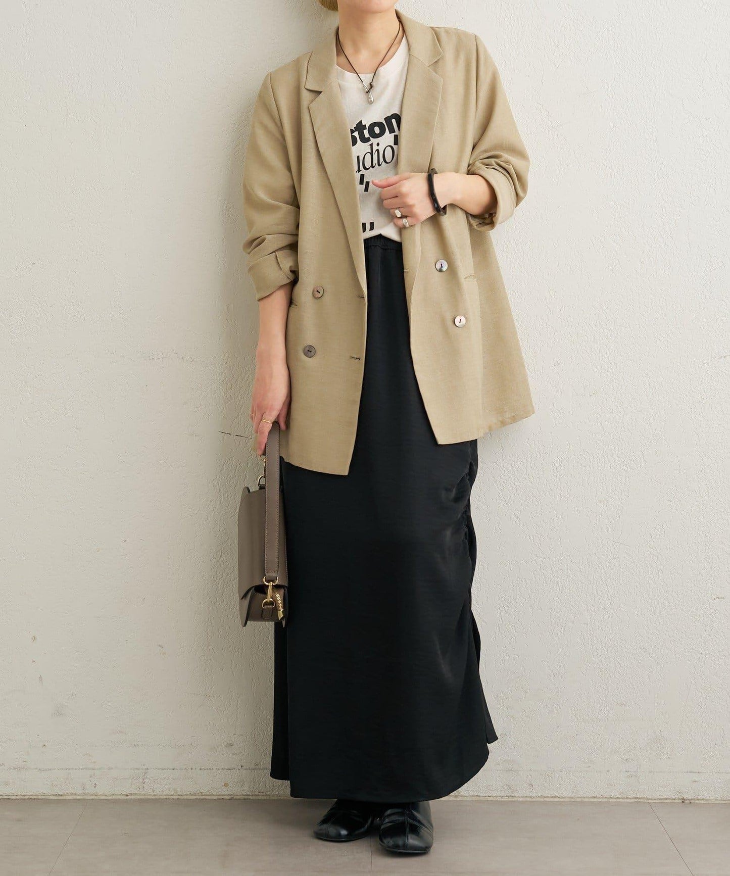 側抽褶設計 半身裙