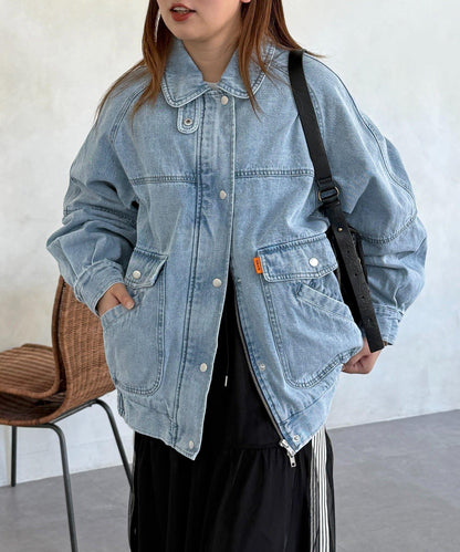 插肩袖寬鬆牛仔外套