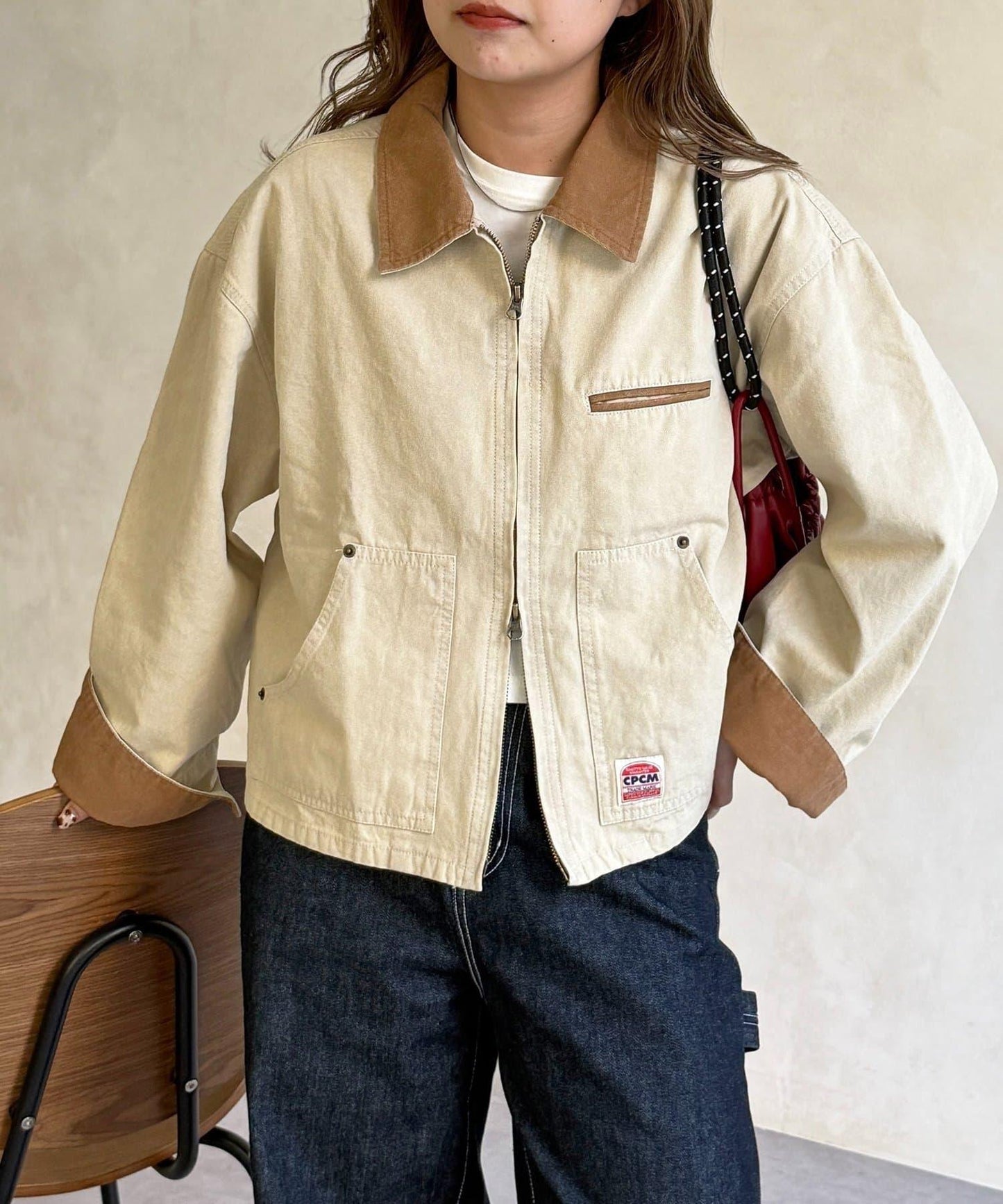 配色領 工裝夾克