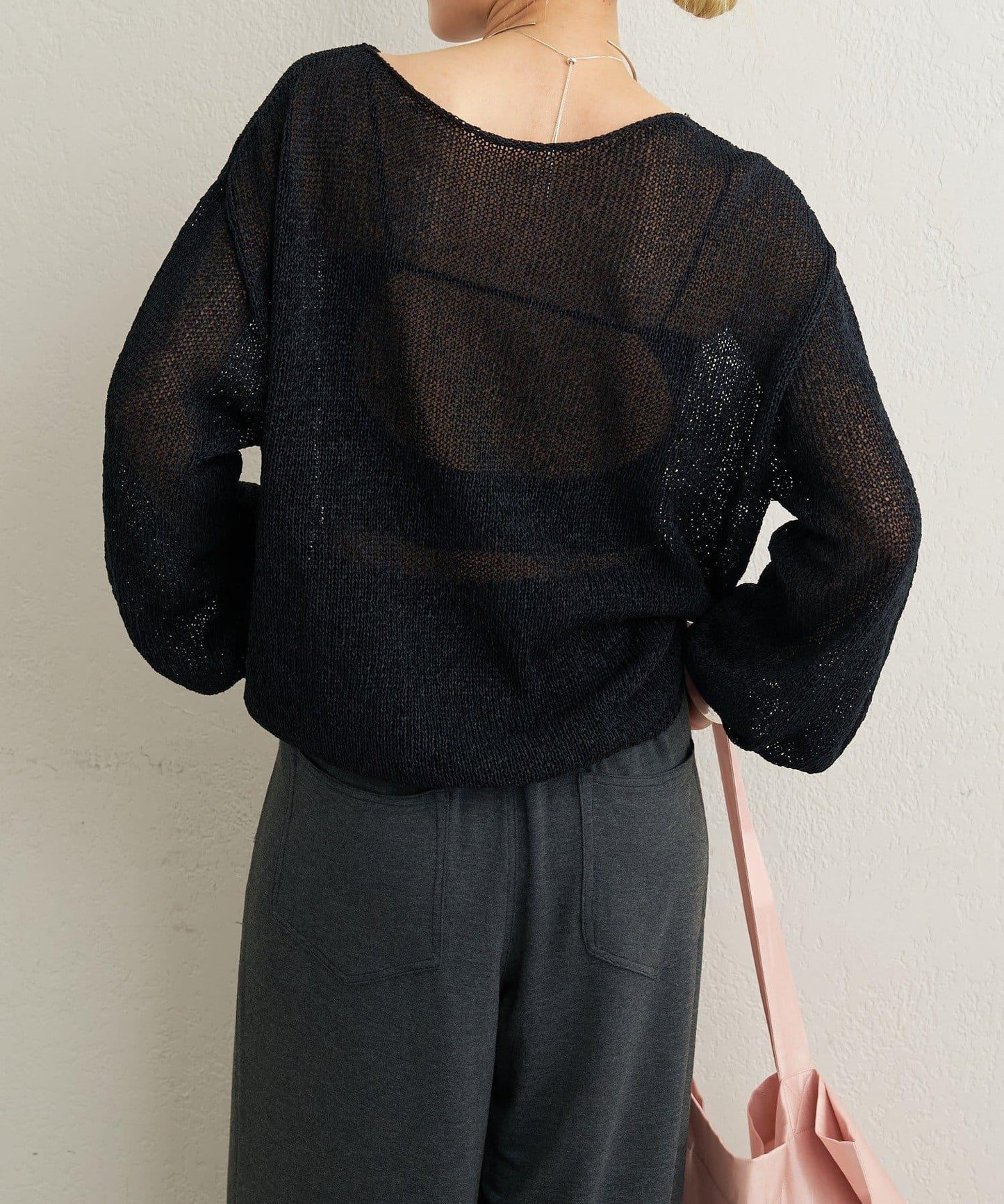 和紙混紡 蓬袖 針織衫