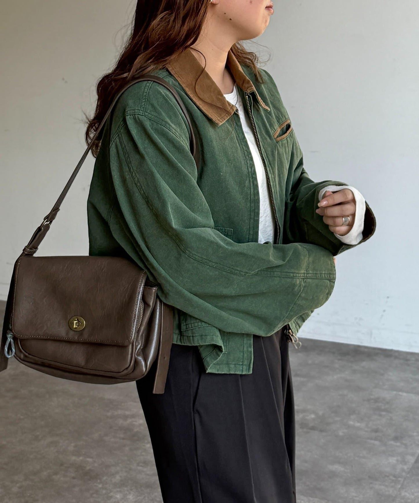 配色領 工裝夾克