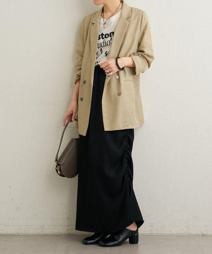 側抽褶設計 半身裙