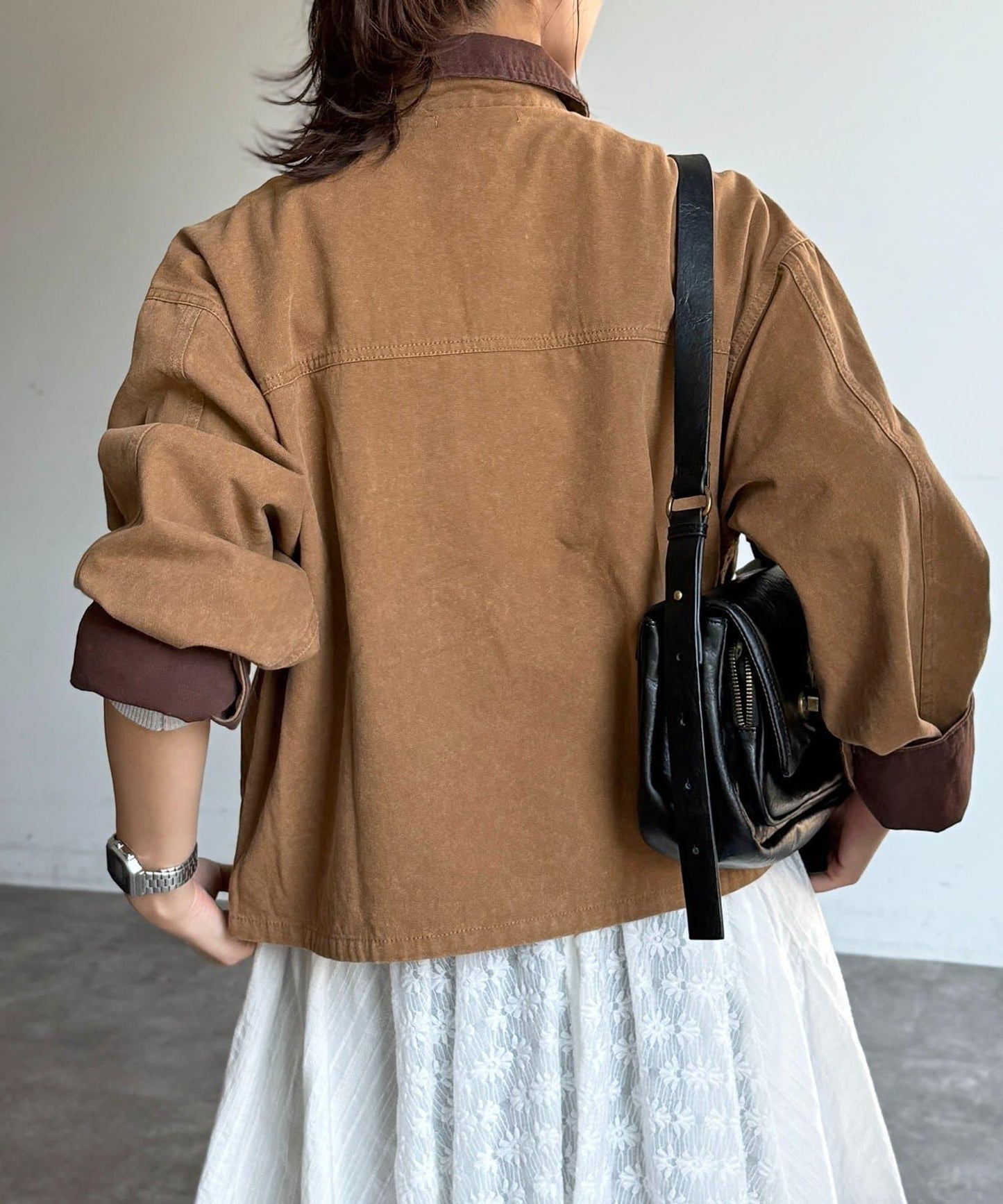 配色領 工裝夾克