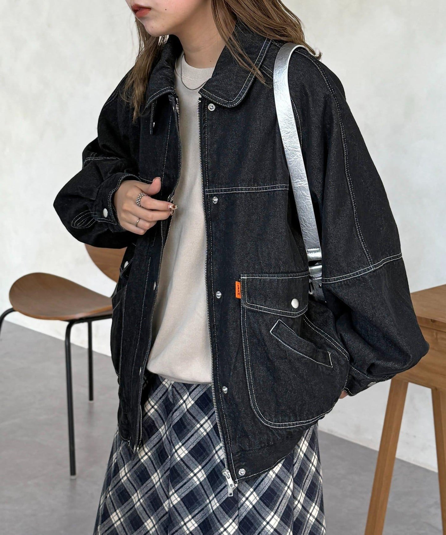 插肩袖寬鬆牛仔外套