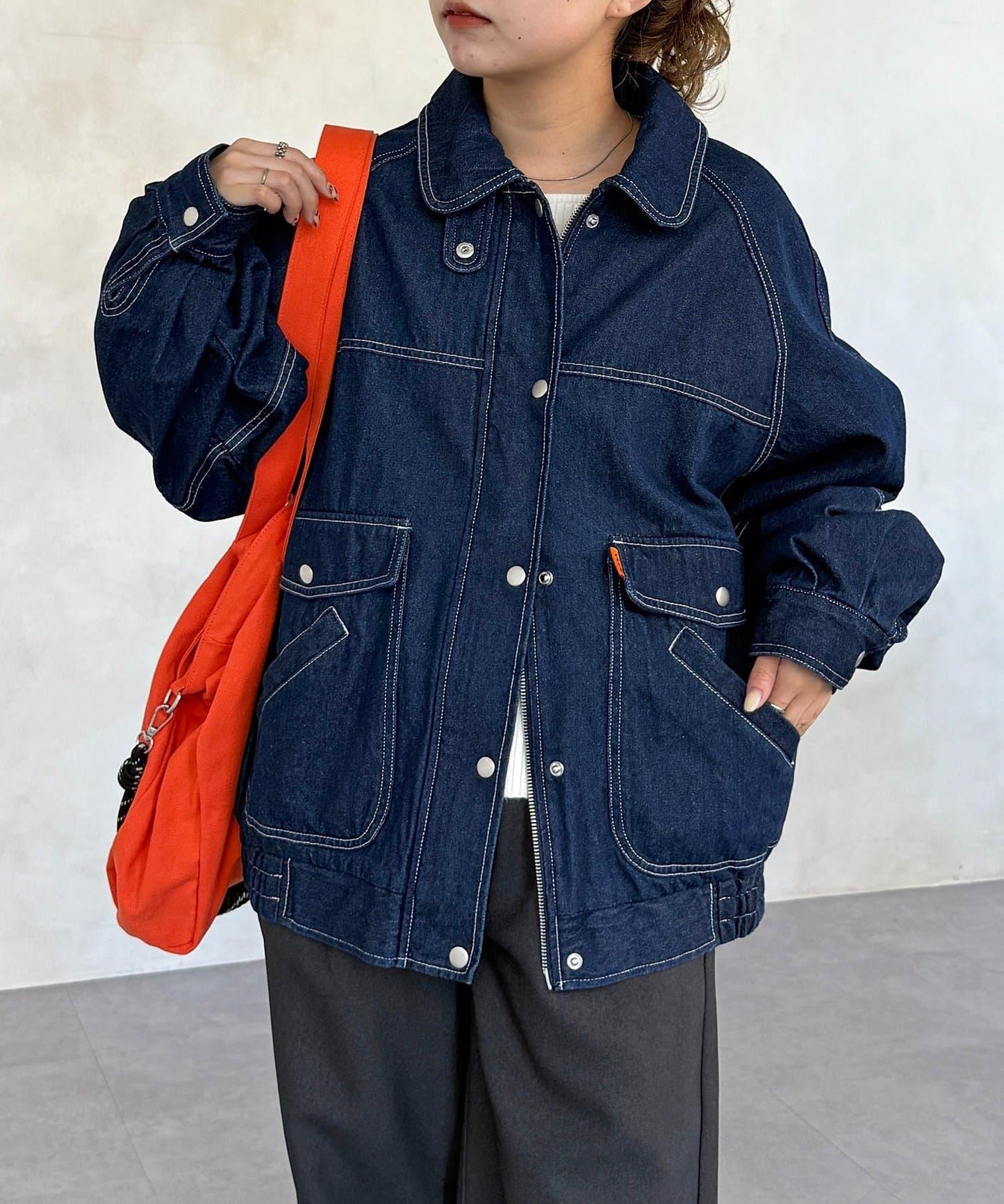 插肩袖寬鬆牛仔外套