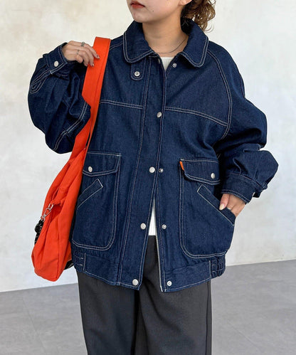 插肩袖寬鬆牛仔外套