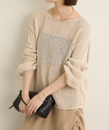和紙混紡 蓬袖 針織衫