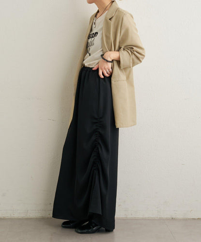 側抽褶設計 半身裙